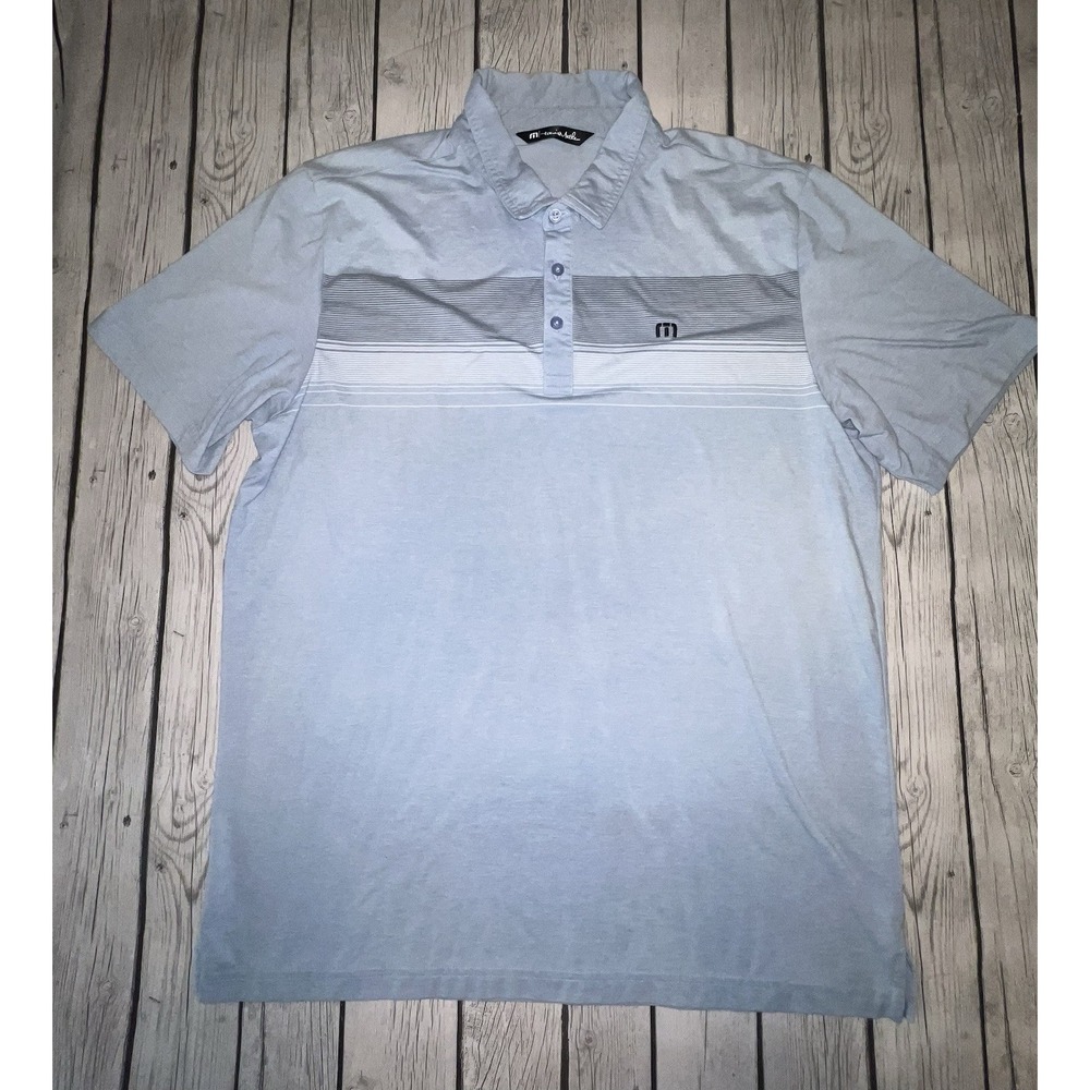 Travis Mathew Short Sleeve 1/4 Button Up Polo Shirt Blue Men's XL